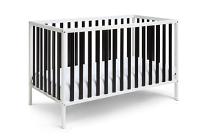 Homeroots Black And White Solid And Manufactured Wood Standard Three In One Convertible Crib   530230