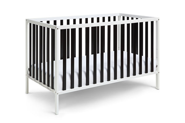 Homeroots Black And White Solid And Manufactured Wood Standard Three In One Convertible Crib   530230