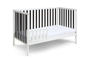 Homeroots Black And White Solid And Manufactured Wood Standard Three In One Convertible Crib   530230