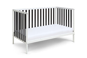 Homeroots Black And White Solid And Manufactured Wood Standard Three In One Convertible Crib   530230