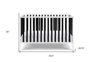 Homeroots Black And White Solid And Manufactured Wood Standard Three In One Convertible Crib   530230