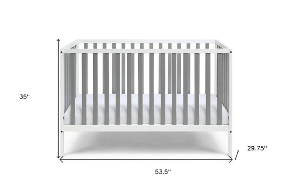 Homeroots Gray And White Solid And Manufactured Wood Standard Three In One Convertible Crib   530231