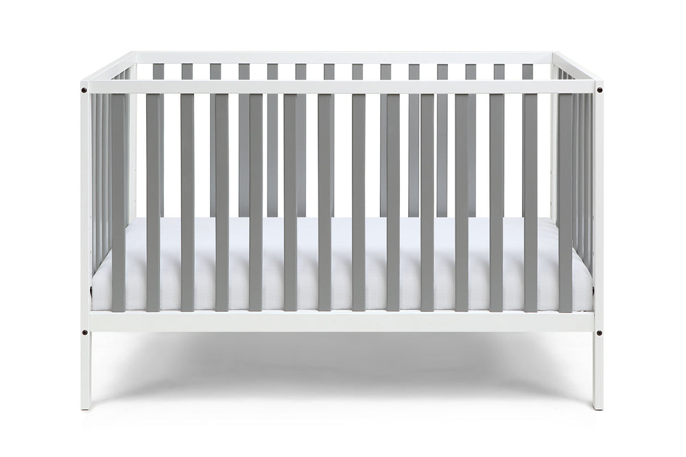 Homeroots Gray And White Solid And Manufactured Wood Standard Three In One Convertible Crib   530231