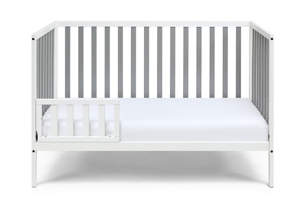 Homeroots Gray And White Solid And Manufactured Wood Standard Three In One Convertible Crib   530231