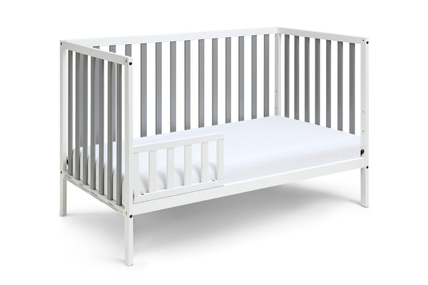 Homeroots Gray And White Solid And Manufactured Wood Standard Three In One Convertible Crib   530231