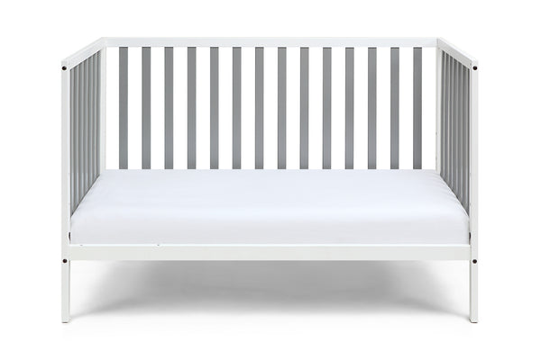 Homeroots Gray And White Solid And Manufactured Wood Standard Three In One Convertible Crib   530231