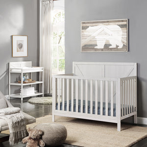 Homeroots Gray Solid And Manufactured Wood Standard Four In One Convertible Crib   530232