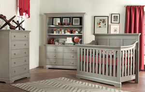 Homeroots Ash Gray Solid And Manufactured Wood Standard Four In One Convertible Crib   530234