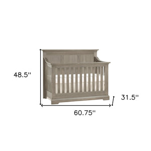 Homeroots Ash Gray Solid And Manufactured Wood Standard Four In One Convertible Crib   530234