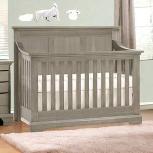 Homeroots Ash Gray Solid And Manufactured Wood Standard Four In One Convertible Crib   530234