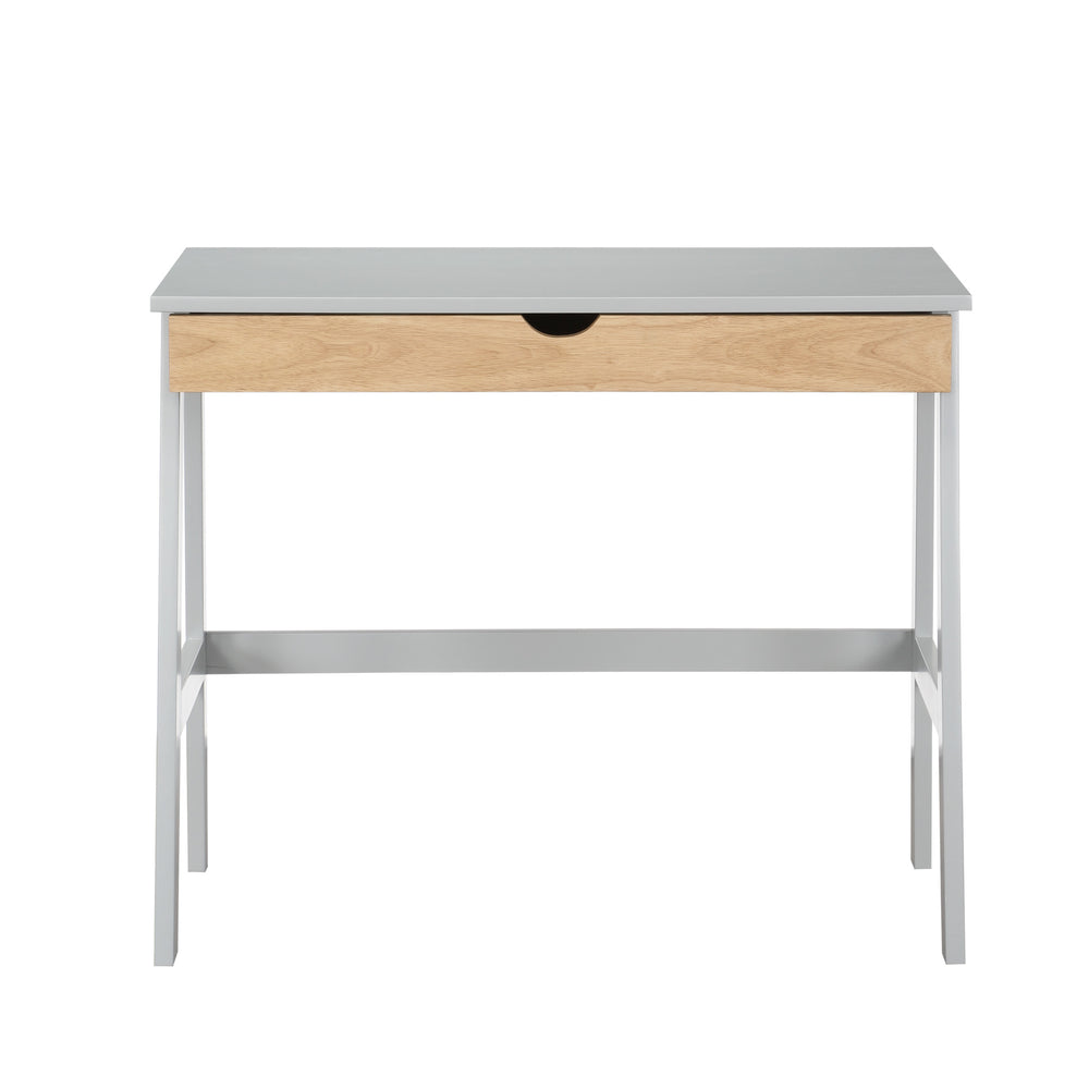 Homeroots 36" Gray And Natural Writing Desk   530235