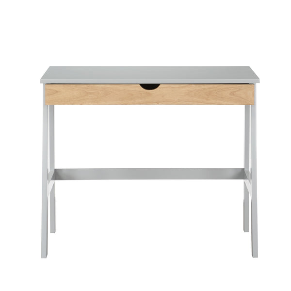 Homeroots 36" Gray And Natural Writing Desk   530235