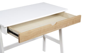 Homeroots 36" White And Natural Writing Desk   530236