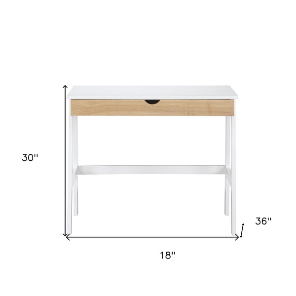 Homeroots 36" White And Natural Writing Desk   530236