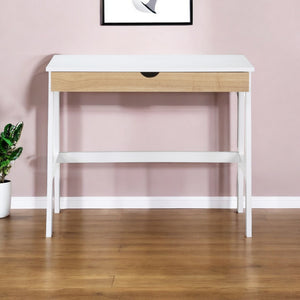 Homeroots 36" White And Natural Writing Desk   530236