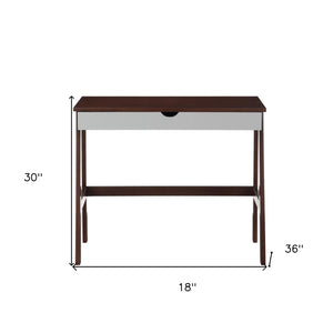 Homeroots 36" Brown And White Writing Desk   530237
