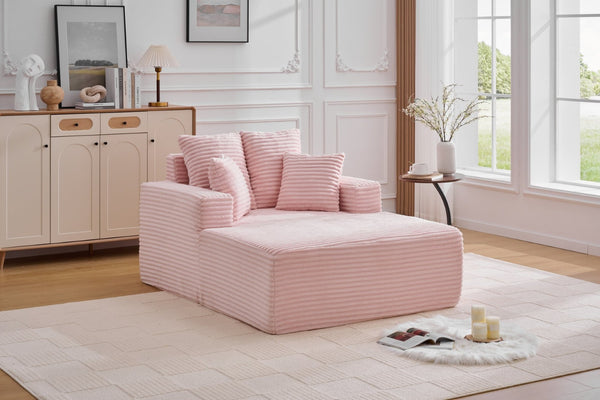 English Elm Oversized Corduroy Chaise Sleeper Sofa Deep Seat Lounge Chair for Apartment Bedroom Pink W1752P402837