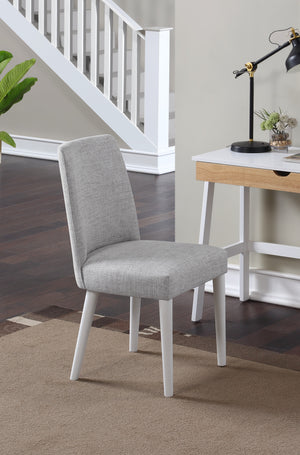 Homeroots 23" Gray And White Solid Wood And Upholstered Fabric Parsons Chair   530241