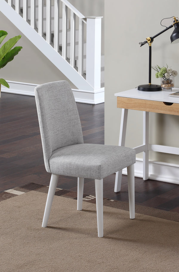 Homeroots 23" Gray And White Solid Wood And Upholstered Fabric Parsons Chair   530241