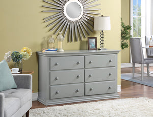 Homeroots 56" Gray Solid And Manufactured Wood Six Drawer Double Dresser  Solid And Manufactured Wood 530242