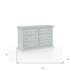 Homeroots 56" Gray Solid And Manufactured Wood Six Drawer Double Dresser  Solid And Manufactured Wood 530242
