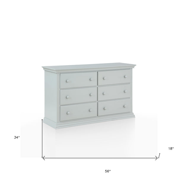 Homeroots 56" Gray Solid And Manufactured Wood Six Drawer Double Dresser  Solid And Manufactured Wood 530242