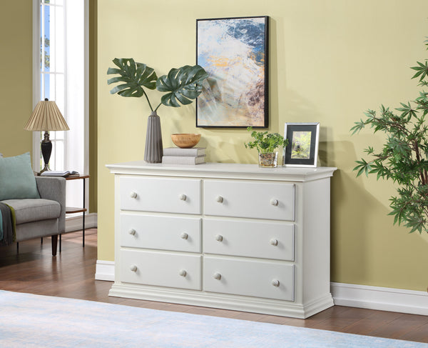 Homeroots 56" White Solid And Manufactured Wood Six Drawer Double Dresser  Solid And Manufactured Wood 530243