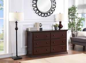 Homeroots 56" Espresso Solid And Manufactured Wood Six Drawer Double Dresser  Solid And Manufactured Wood 530244