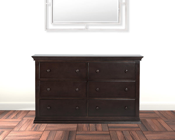 Homeroots 56" Espresso Solid And Manufactured Wood Six Drawer Double Dresser  Solid And Manufactured Wood 530244