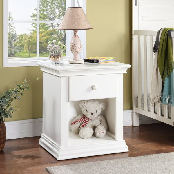 HomeRoots 24" White Solid Wood Nightstand with Drawer & Open Shelf – Chic, Versatile Storage for Any Space 530245