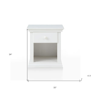 HomeRoots 24" White Solid Wood Nightstand with Drawer & Open Shelf – Chic, Versatile Storage for Any Space 530245