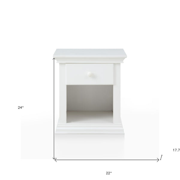 HomeRoots 24" White Solid Wood Nightstand with Drawer & Open Shelf – Chic, Versatile Storage for Any Space 530245