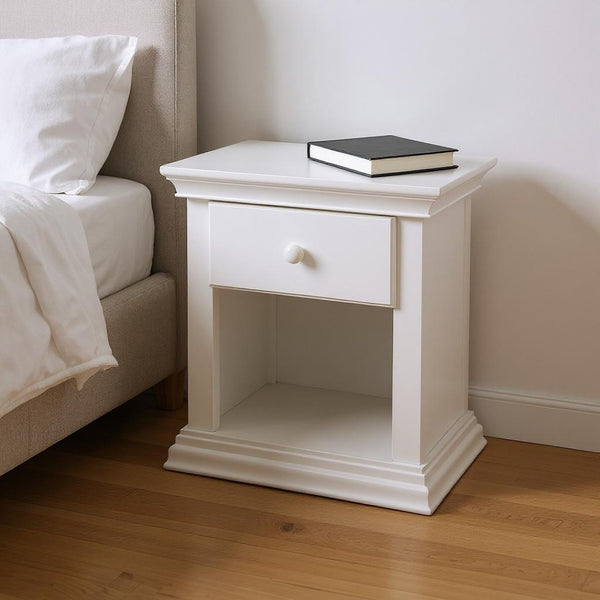 HomeRoots 24" White Solid Wood Nightstand with Drawer & Open Shelf – Chic, Versatile Storage for Any Space 530245