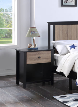 Homeroots 24" Black And Tan One Drawer Nightstand   530247