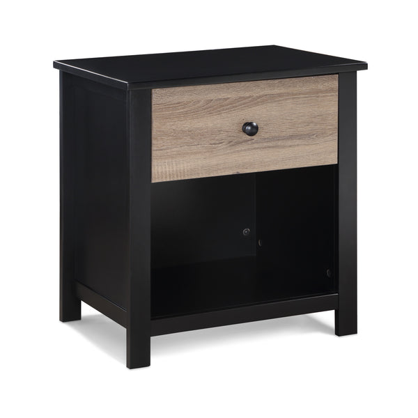 Homeroots 24" Black And Tan One Drawer Nightstand   530247