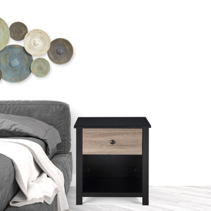 Homeroots 24" Black And Tan One Drawer Nightstand   530247