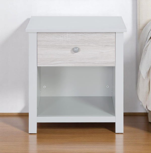 HomeRoots 24" Gray Solid Wood Nightstand with One Drawer - Stylish Storage for Modern and Rustic Décor 530248