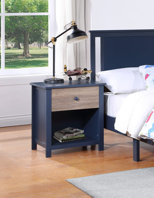 Homeroots 24" Dark Blue One Drawer Nightstand   530249