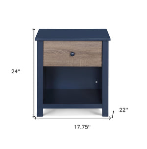Homeroots 24" Dark Blue One Drawer Nightstand   530249