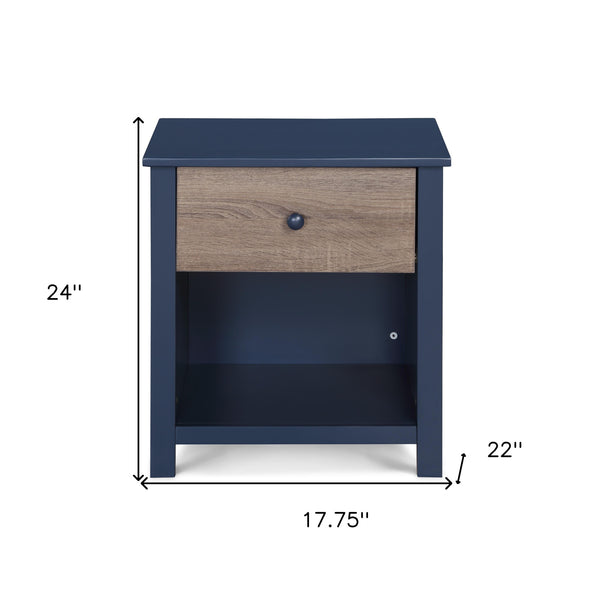 Homeroots 24" Dark Blue One Drawer Nightstand   530249