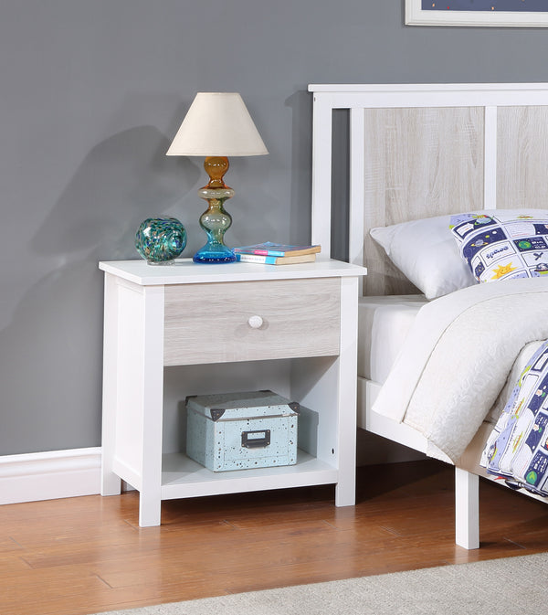 Homeroots 24" White And Gray One Drawer Nightstand   530250
