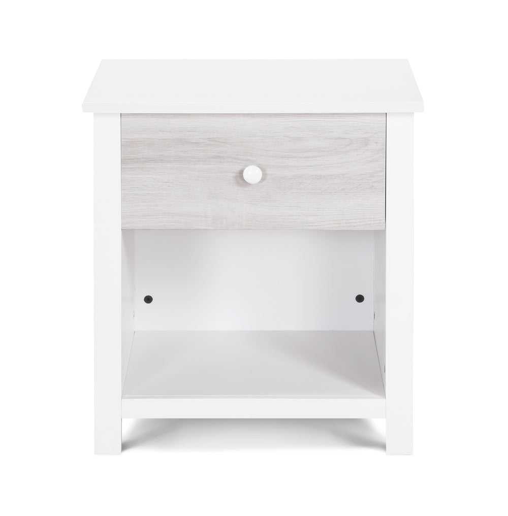 Homeroots 24" White And Gray One Drawer Nightstand   530250