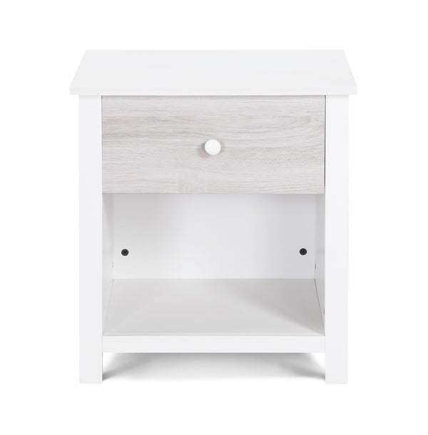 Homeroots 24" White And Gray One Drawer Nightstand   530250