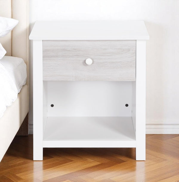 HomeRoots 24" White Nightstand - Elegant Solid Wood Design with Drawer & Shelf for Smart Bedroom Storage Solutions 530250