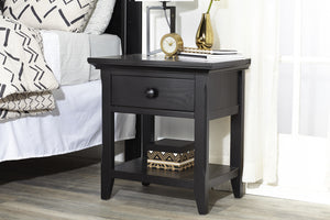 Homeroots 24" Black One Drawer Nightstand   530251