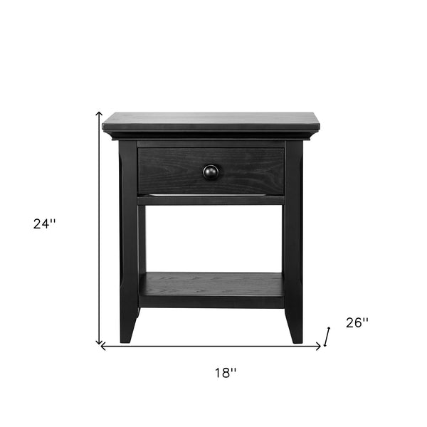 Homeroots 24" Black One Drawer Nightstand   530251