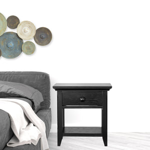 Homeroots 24" Black One Drawer Nightstand   530251