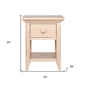 Homeroots 24" Sand One Drawer Nightstand   530252