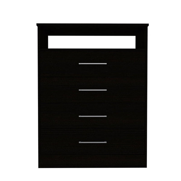 HomeRoots Two Piece Black Bedroom Set - Modern Horizontal Dresser & Accent for Sleek Minimalist Storage Solutions 530253
