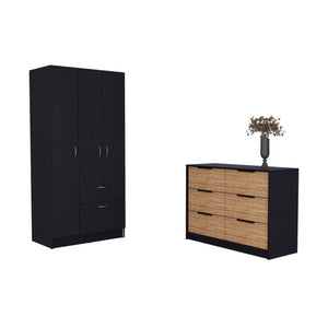 Homeroots Two Piece Brown And Black Bedroom Set   530255
